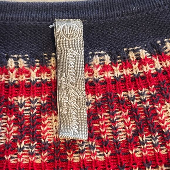 Hanna Andersson Fair Isle Sweater Dress Girls Large Navy Striped Cotton Nordic - Picture 5 of 8